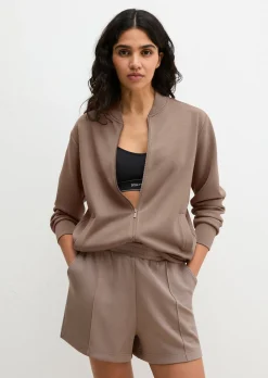 Lounge-Zipper-Jacke aus weichem Materialmix