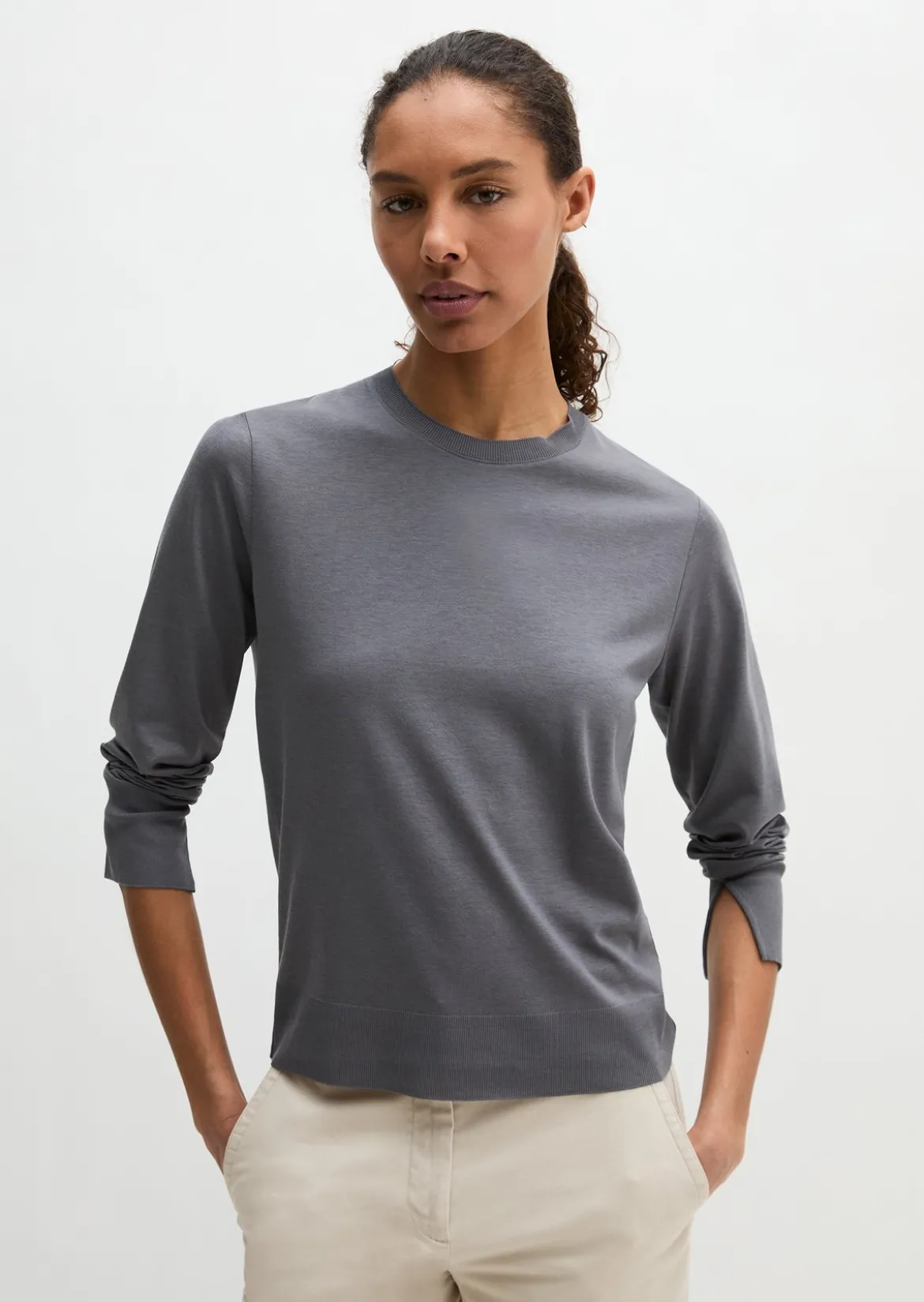 Luxury Longsleeve relaxed aus TENCEL™ Lyocell-Baumwolle-Mix