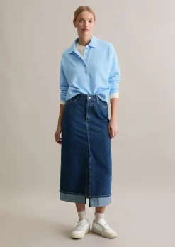 Maxi-Jeansrock regular aus Rigid Denim ohne Elasthan
