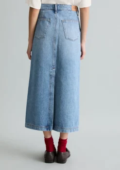 Maxi-Jeansrock regular mit Ananasblattfasern