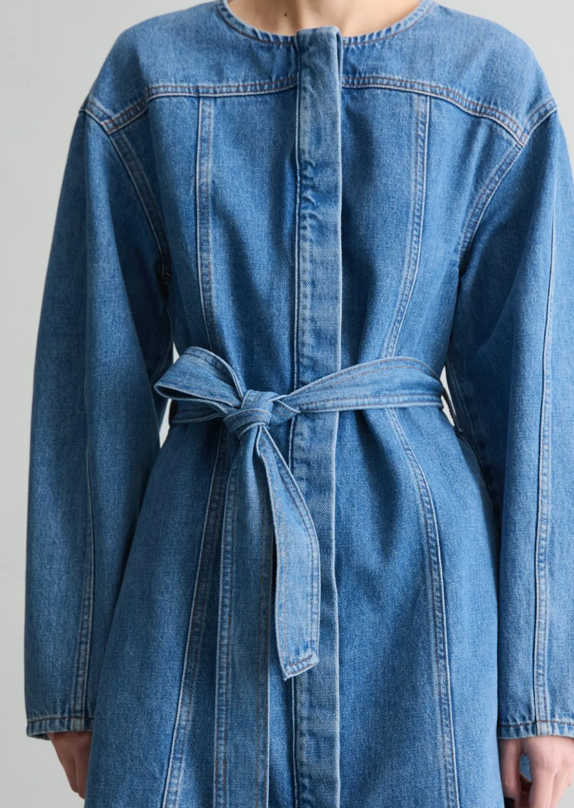 Mini-Jeanskleid flared mit Ananasblattfasern