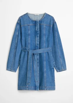 Mini-Jeanskleid flared mit Ananasblattfasern