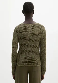 Netzpullover regular aus Bio-Baumwolle-Mix