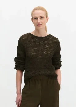 Netzpullover regular aus Bio-Baumwolle-Mix