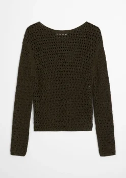 Netzpullover regular aus Bio-Baumwolle-Mix