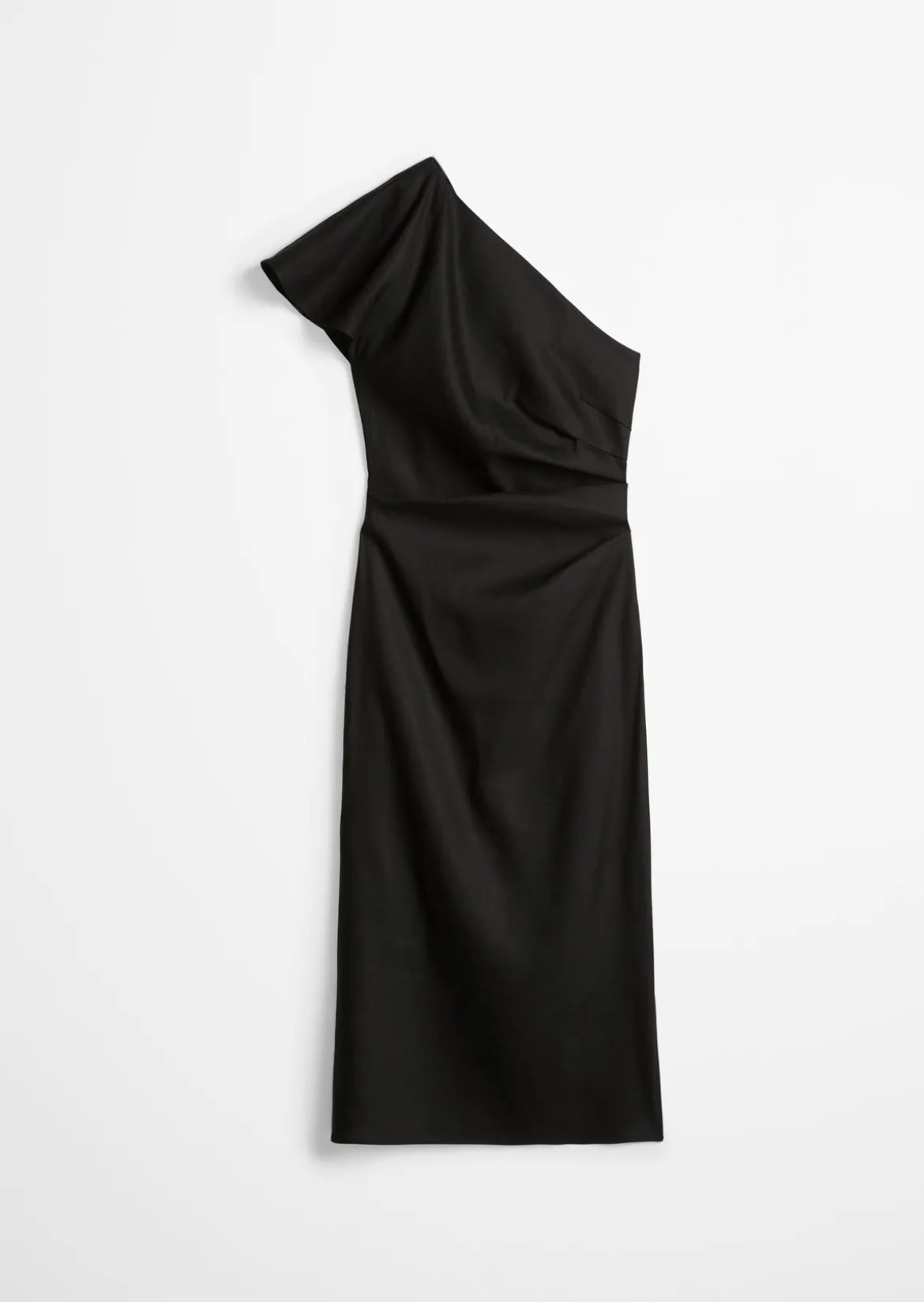 One Shoulder Dress shaped aus Viskose-Leinen-Stretch