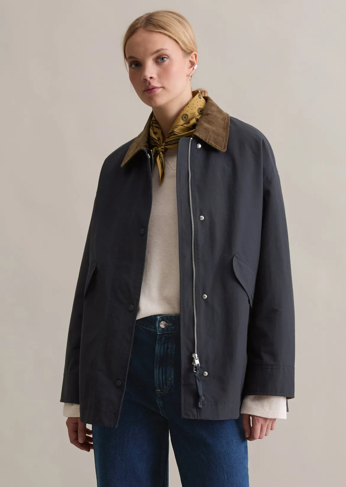 Outdoor-Barnjacket relaxed aus Cotton-Nylon-Mix