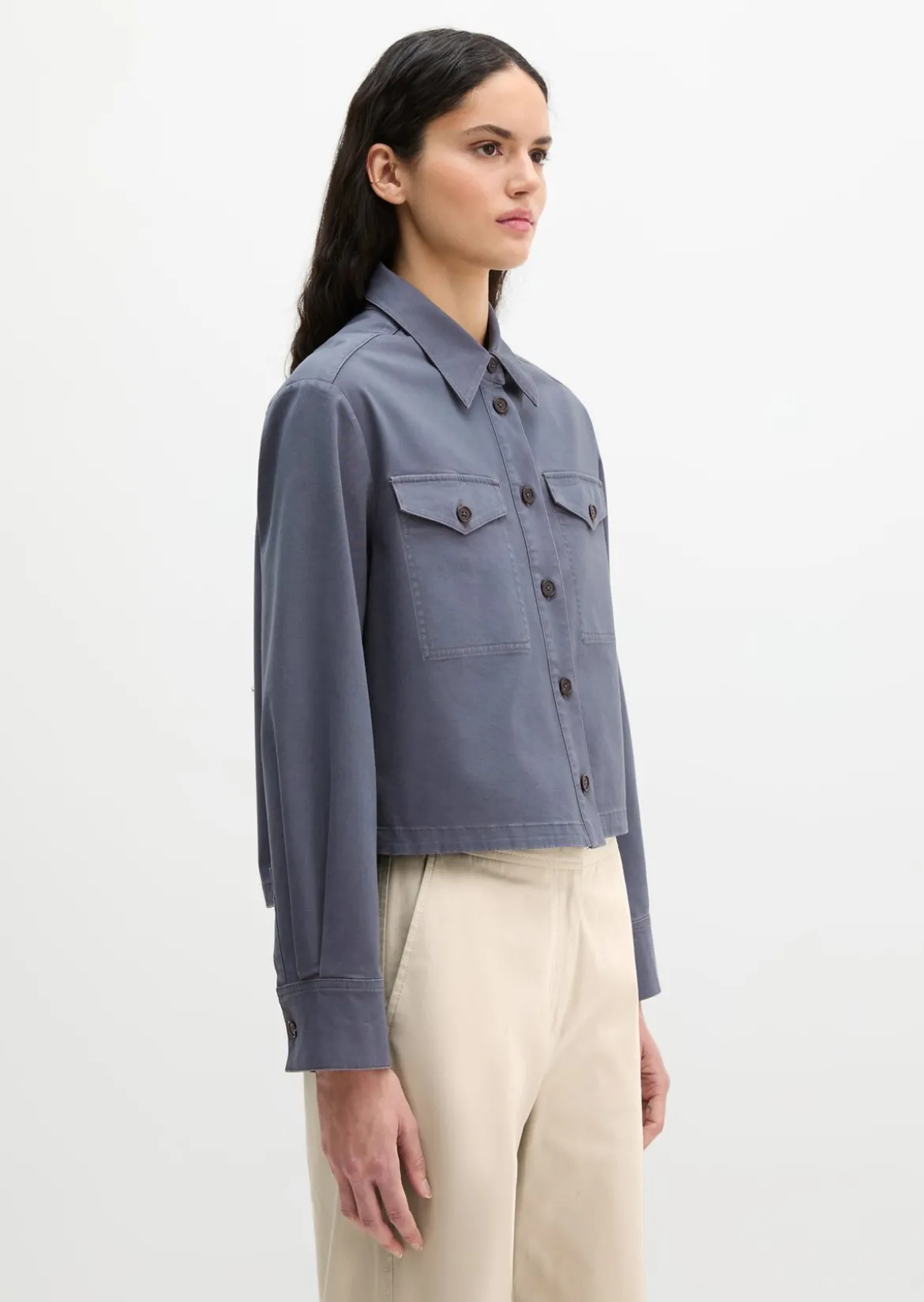 Overshirt oversize aus Brushed Cotton Twill