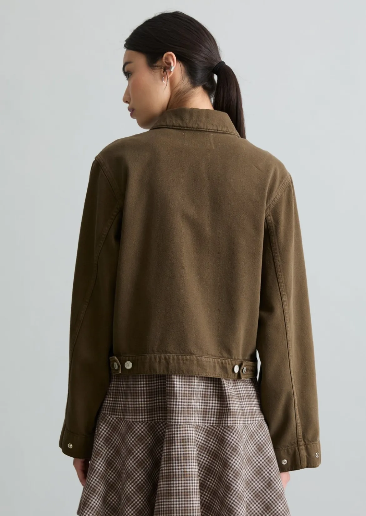 Oversize-Jeansjacke cropped aus Organic-Cotton-Lyocell-Mix