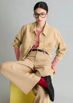 Oversize-Jeansjacke cropped aus Organic-Cotton-Lyocell-Mix