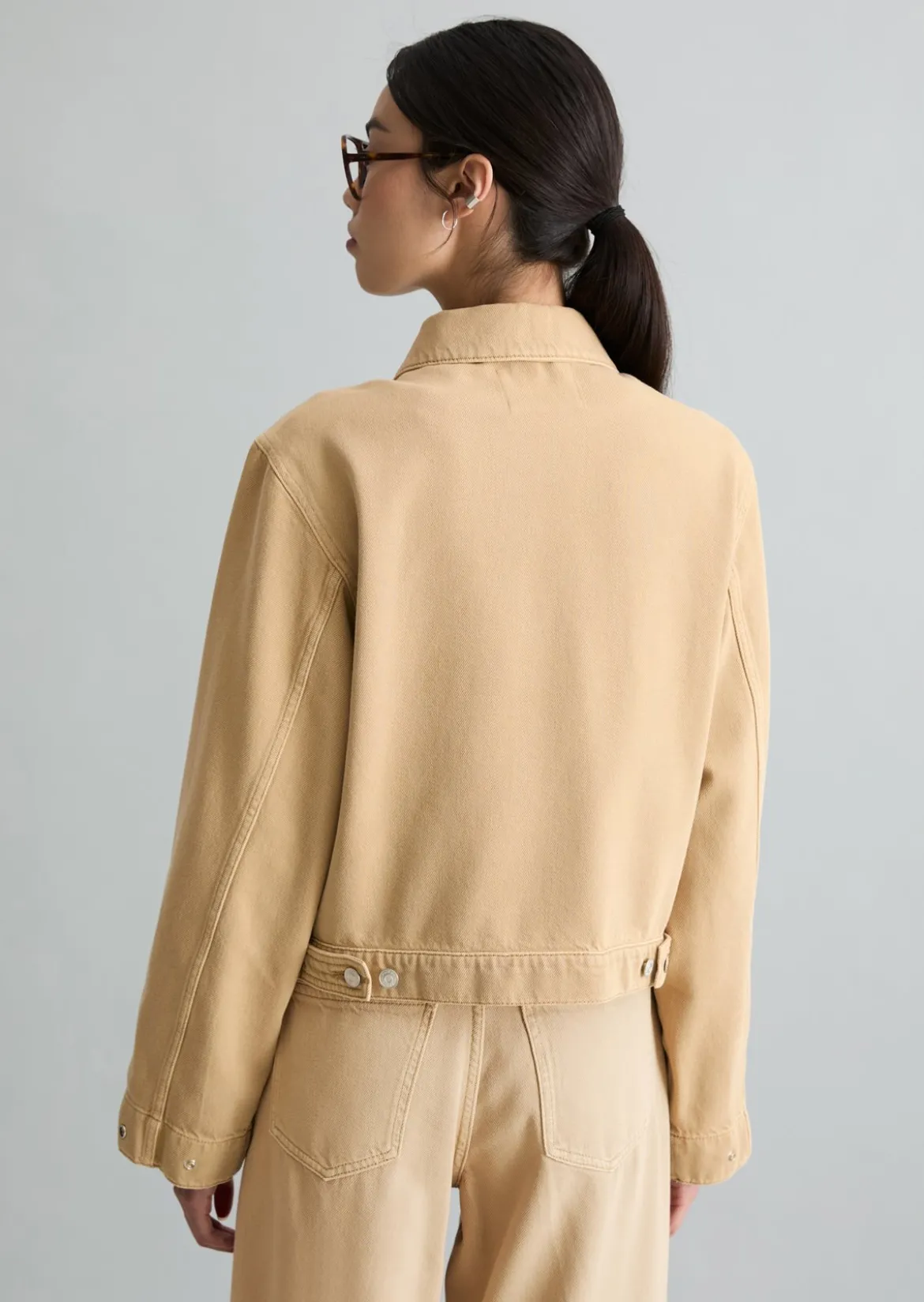 Oversize-Jeansjacke cropped aus Organic-Cotton-Lyocell-Mix