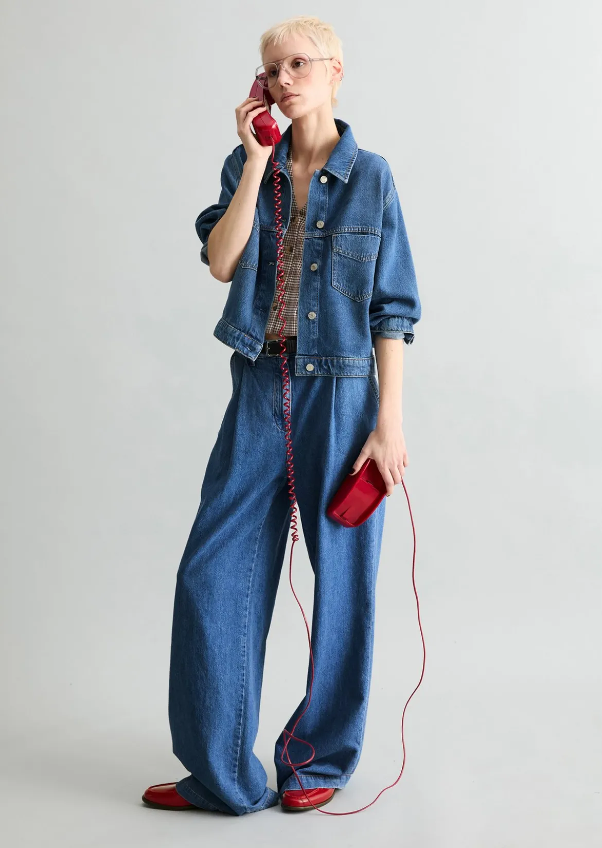 Oversize-Jeansjacke cropped aus Organic-Cotton-Lyocell-Mix