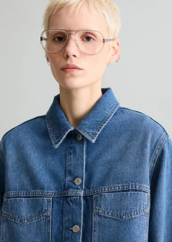 Oversize-Jeansjacke cropped aus Organic-Cotton-Lyocell-Mix