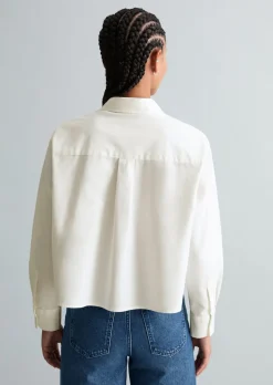 Oxford-Bluse cropped aus Organic Cotton