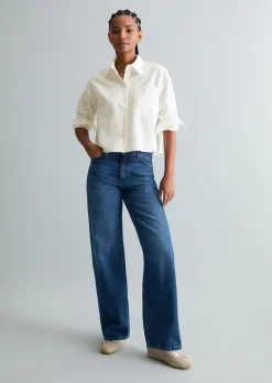 Oxford-Bluse cropped aus Organic Cotton