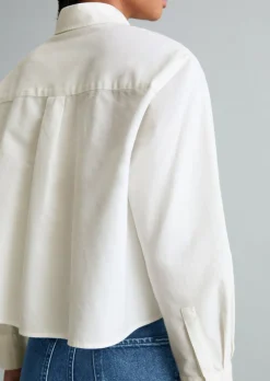 Oxford-Bluse cropped aus Organic Cotton