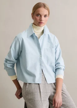Oxford-Bluse cropped aus Organic Cotton