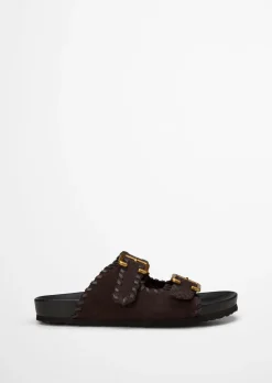 Pantolette Model Floria aus weichem Veloursleder