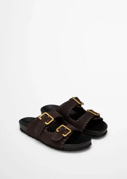 Pantolette Model Floria aus weichem Veloursleder