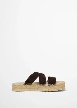 Plateau-Pantolette Model Clarissa mit Velourslederriemen