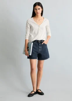 Pointelle-Cardigan slim aus Bio-Baumwolle-Mix