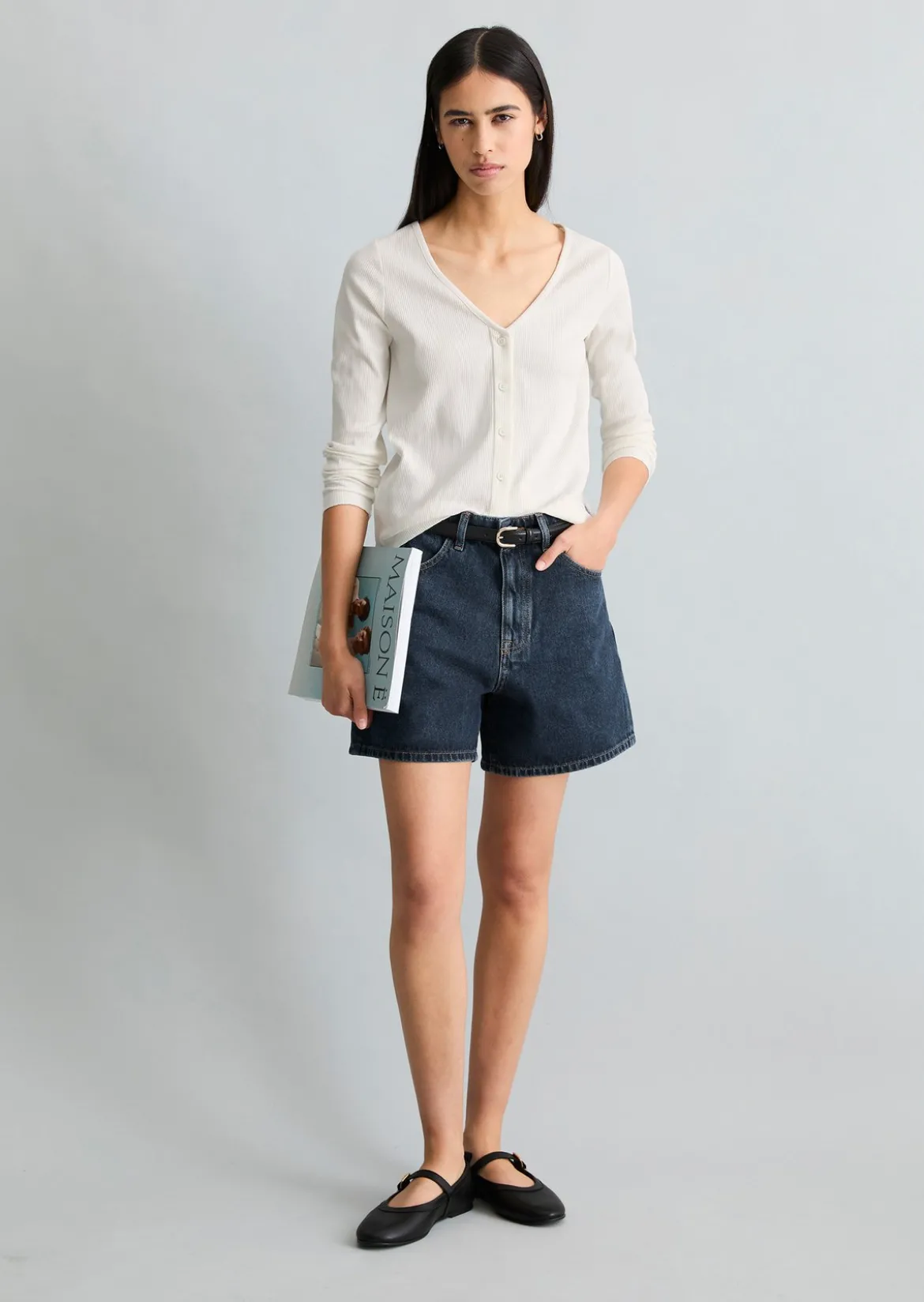 Pointelle-Cardigan slim aus Bio-Baumwolle-Mix
