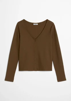 Pointelle-Cardigan slim aus Bio-Baumwolle-Mix
