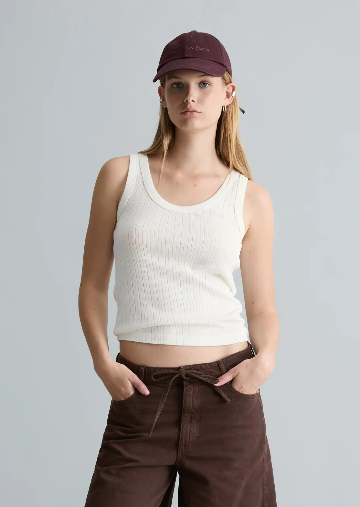 Pointelle-Top slim aus weichem Baumwoll-Jersey