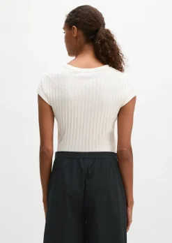 Pointelle-T-Shirt slim aus softem Modal-Organic-Cotton-Mix