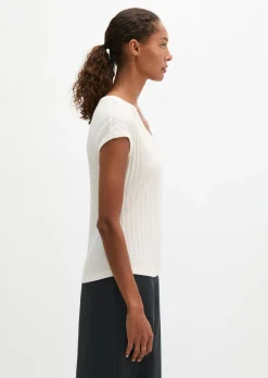 Pointelle-T-Shirt slim aus softem Modal-Organic-Cotton-Mix