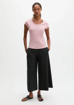 Pointelle-T-Shirt slim aus softem Modal-Organic-Cotton-Mix