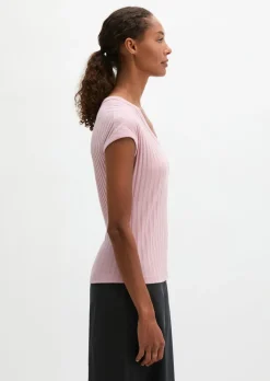 Pointelle-T-Shirt slim aus softem Modal-Organic-Cotton-Mix