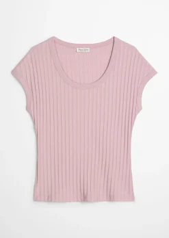 Pointelle-T-Shirt slim aus softem Modal-Organic-Cotton-Mix