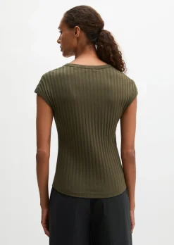 Pointelle-T-Shirt slim aus softem Modal-Organic-Cotton-Mix