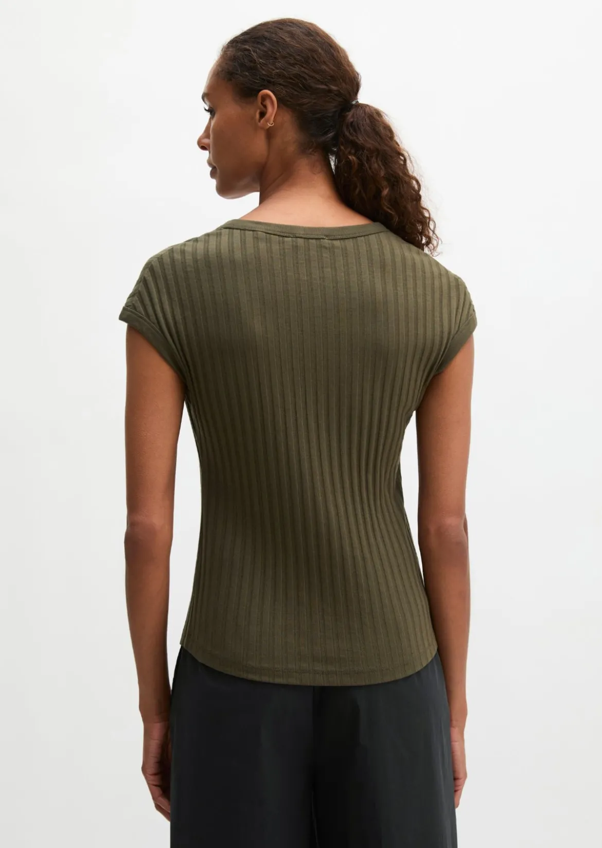 Pointelle-T-Shirt slim aus softem Modal-Organic-Cotton-Mix