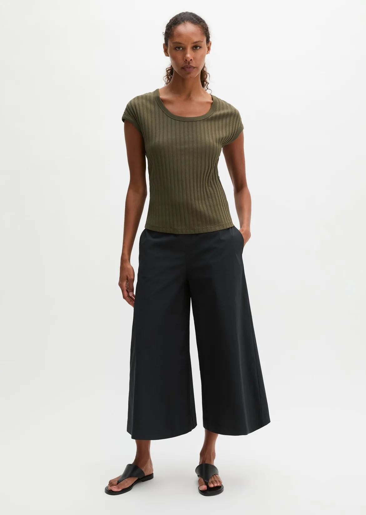 Pointelle-T-Shirt slim aus softem Modal-Organic-Cotton-Mix