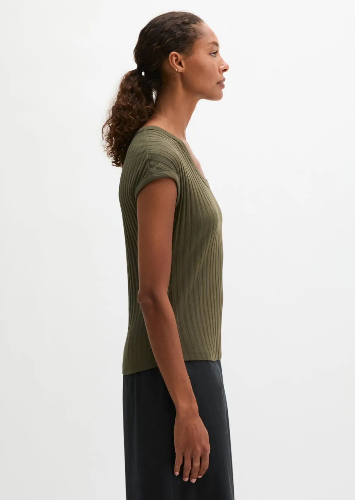 Pointelle-T-Shirt slim aus softem Modal-Organic-Cotton-Mix