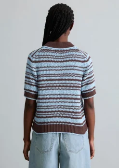 Polo-Cardigan regular aus garngefärbtem Bändchengarn
