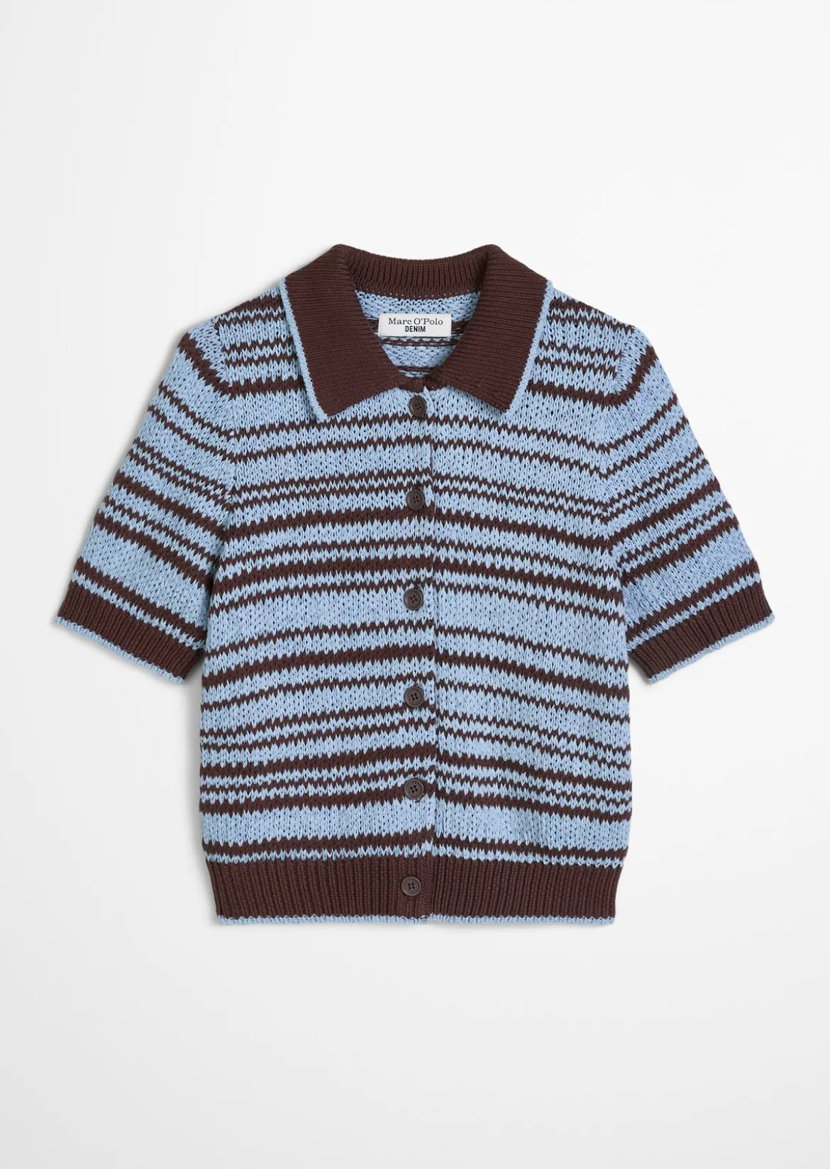 Polo-Cardigan regular aus garngefärbtem Bändchengarn