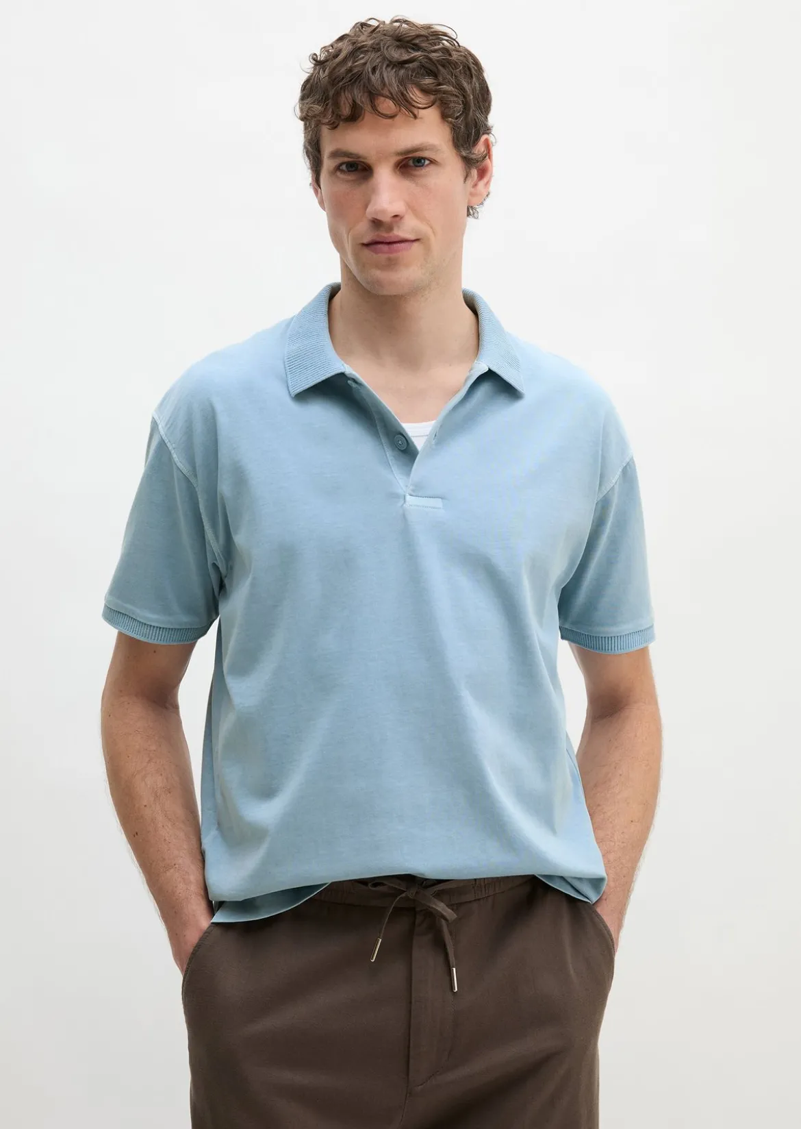 Poloshirt loose aus schwerem Bio-Baumwoll-Jersey