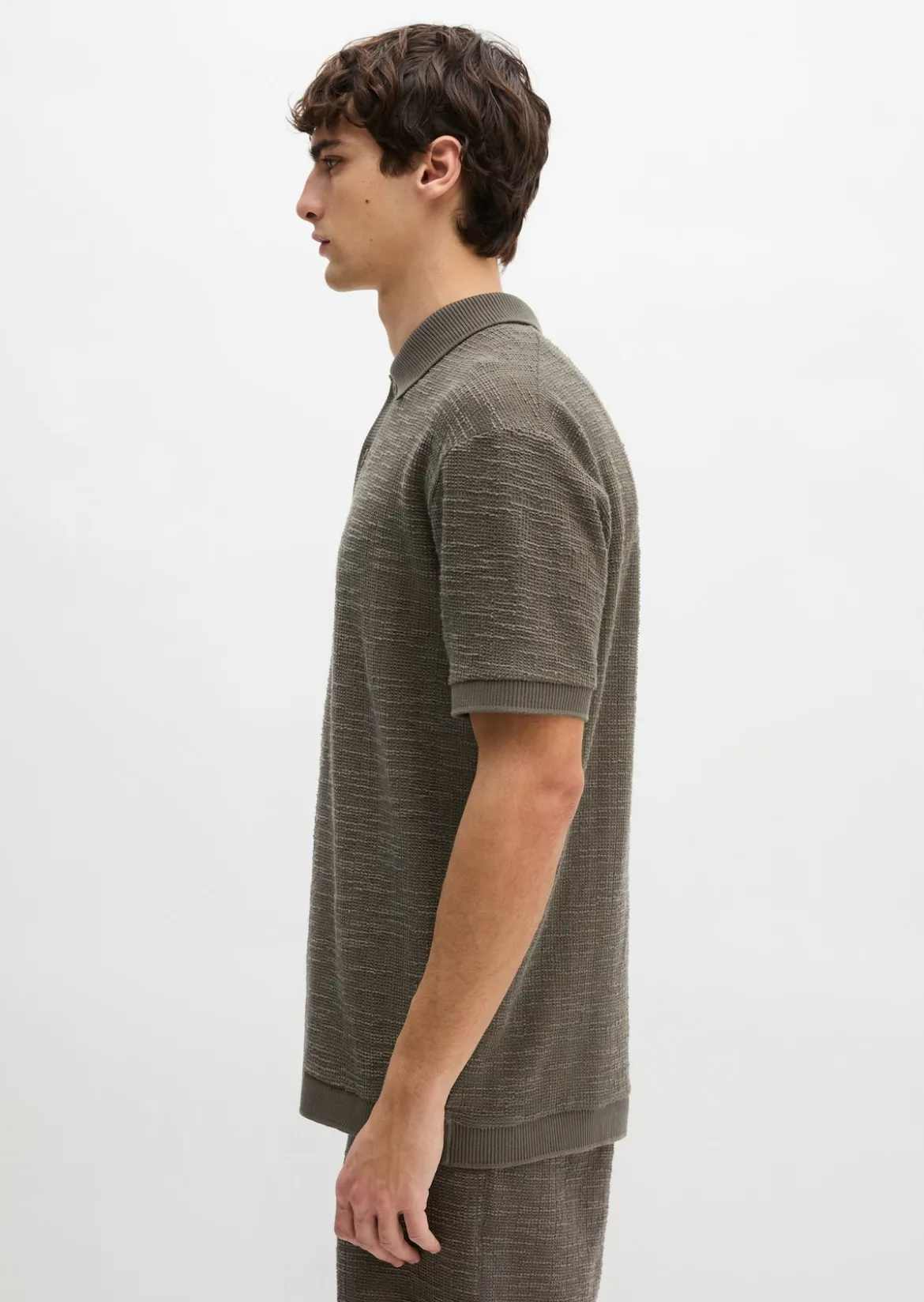 Poloshirt loose aus weichem Bouclé-Jersey