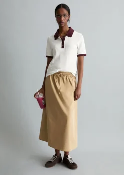 Poloshirt mit Struktur slim aus reiner Bio-Baumwolle
