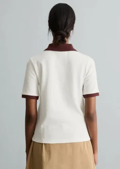 Poloshirt mit Struktur slim aus reiner Bio-Baumwolle