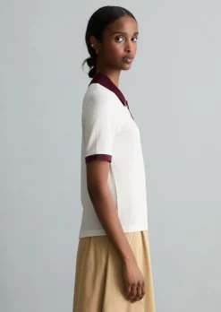 Poloshirt mit Struktur slim aus reiner Bio-Baumwolle