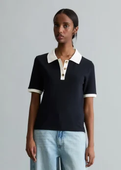 Poloshirt mit Struktur slim aus reiner Bio-Baumwolle