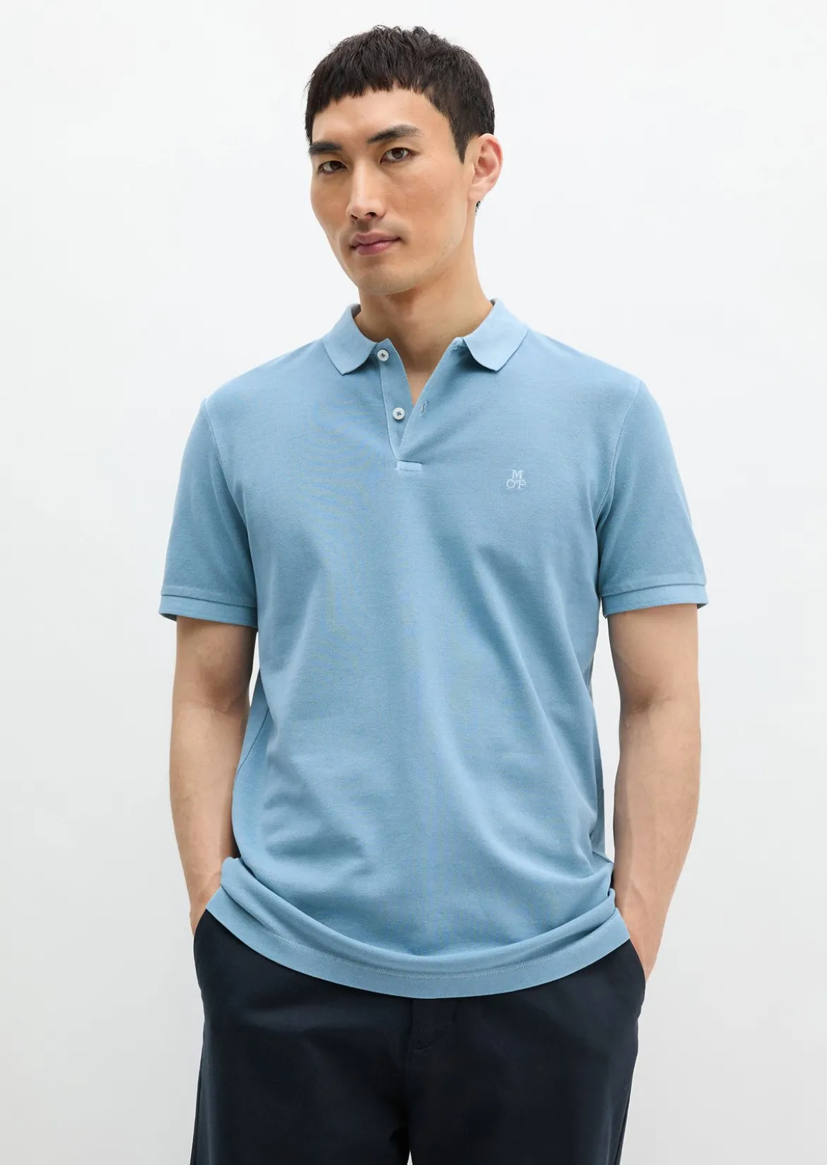 Poloshirt Piqué shaped garment-dyed aus Organic Cotton-Stretch