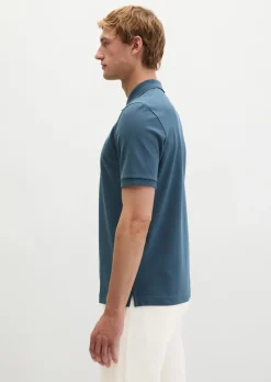Poloshirt Piqué slim aus mittelschwerem Bio-Baumwoll-Viskose-Mix