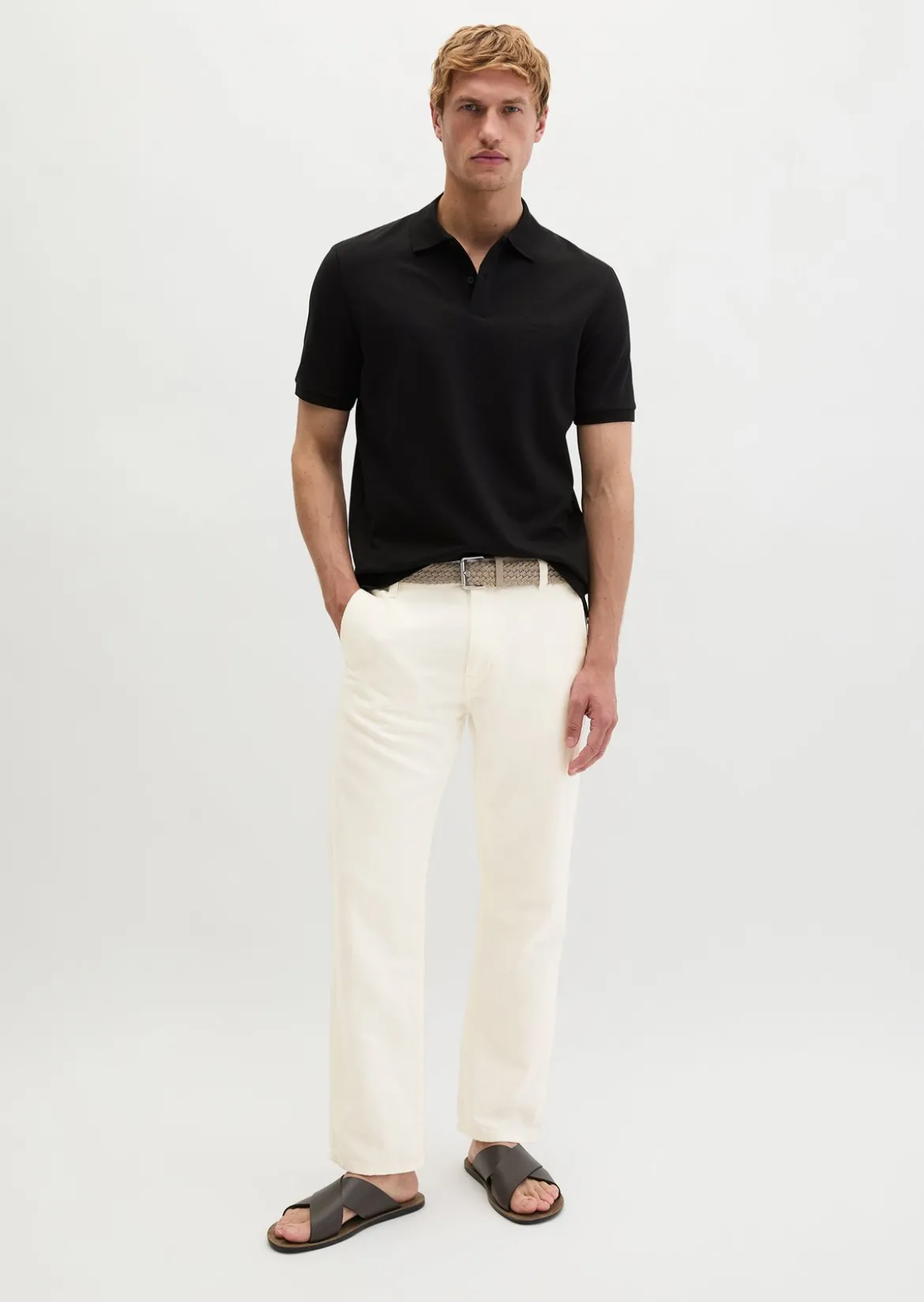 Poloshirt Piqué slim aus mittelschwerem Bio-Baumwoll-Viskose-Mix