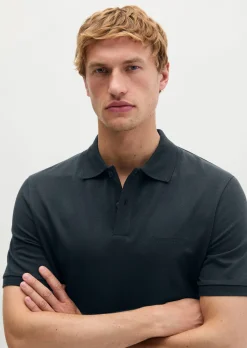 Poloshirt Piqué slim aus mittelschwerem Bio-Baumwoll-Viskose-Mix