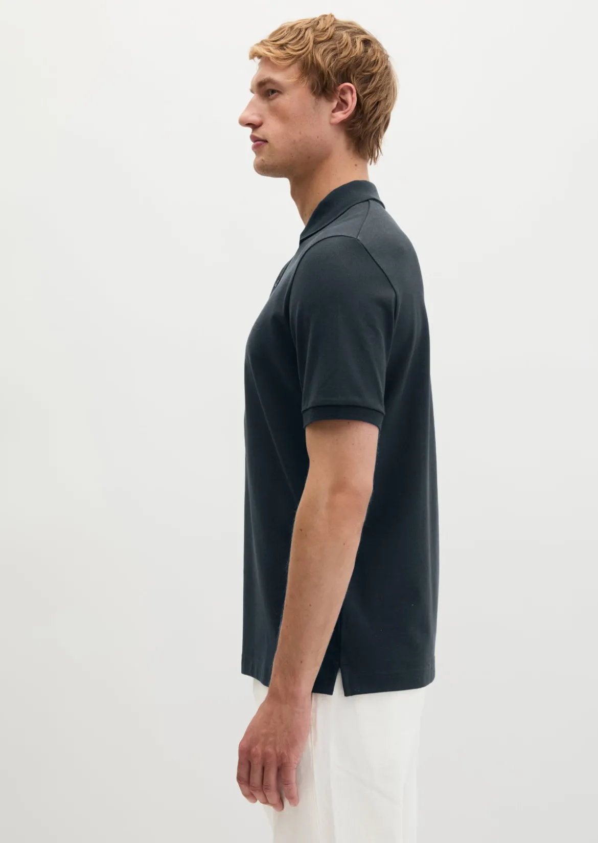 Poloshirt Piqué slim aus mittelschwerem Bio-Baumwoll-Viskose-Mix
